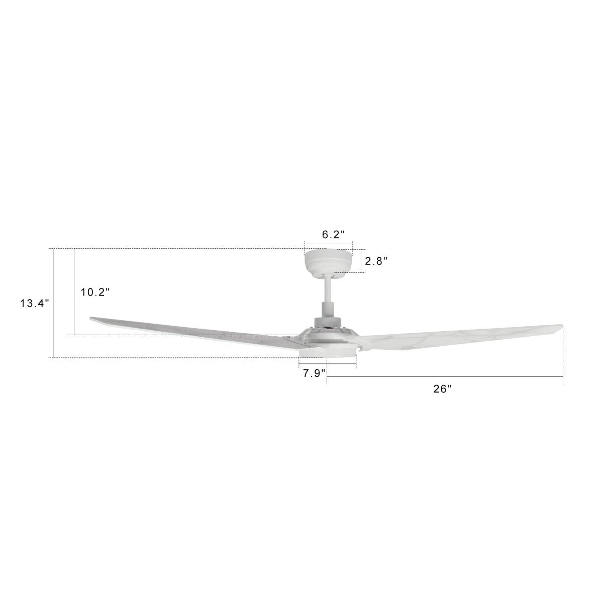 KAJ 52 inch 3 - Blade Smart Ceiling Fan with LED Light & Remote - LEDMyPlace