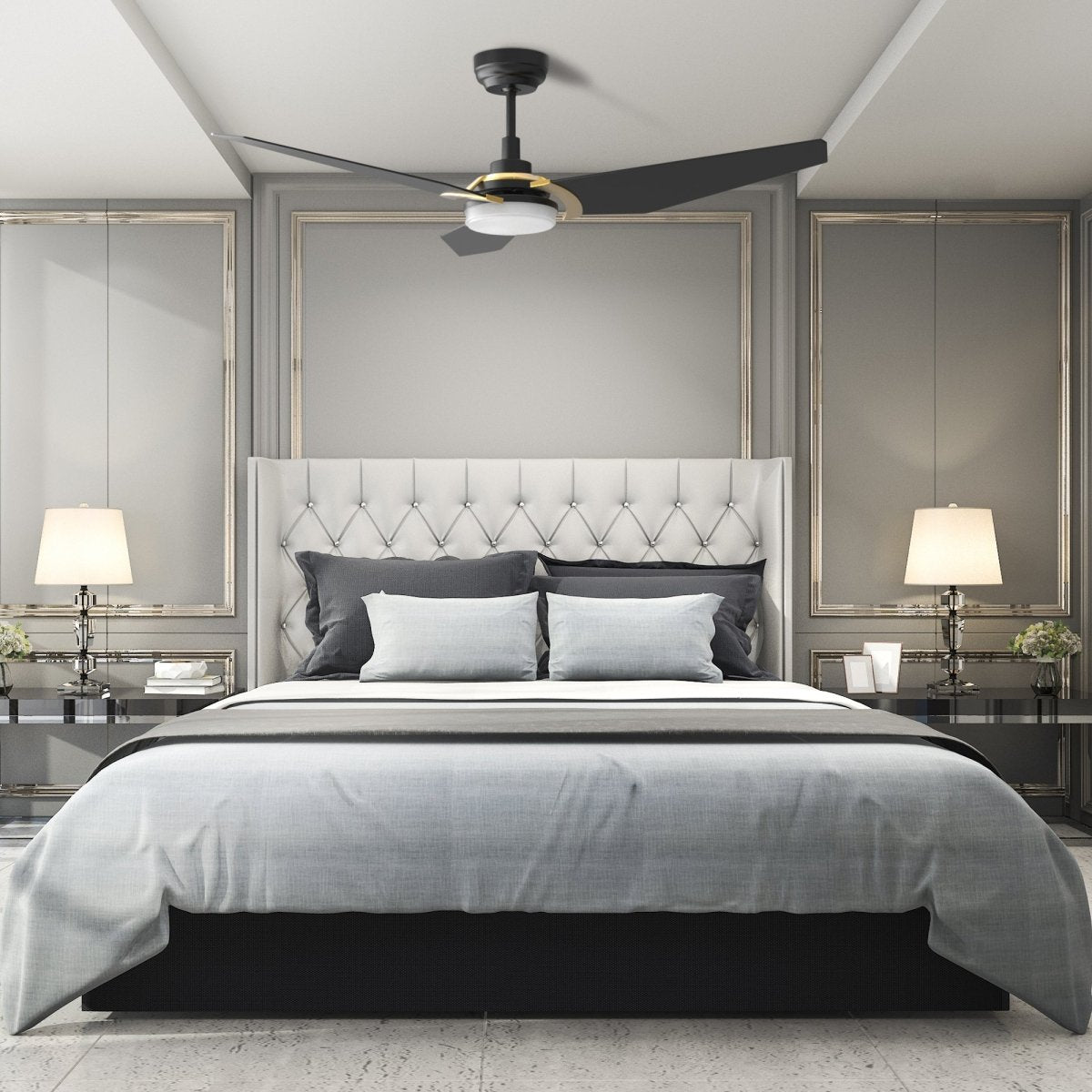 KAJ 52 inch 3 - Blade Smart Ceiling Fan with LED Light & Remote - LEDMyPlace