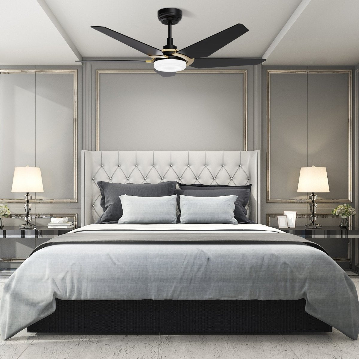 KAJ 52 inch 5 - Blade Smart Ceiling Fan with LED Light & Remote - LEDMyPlace
