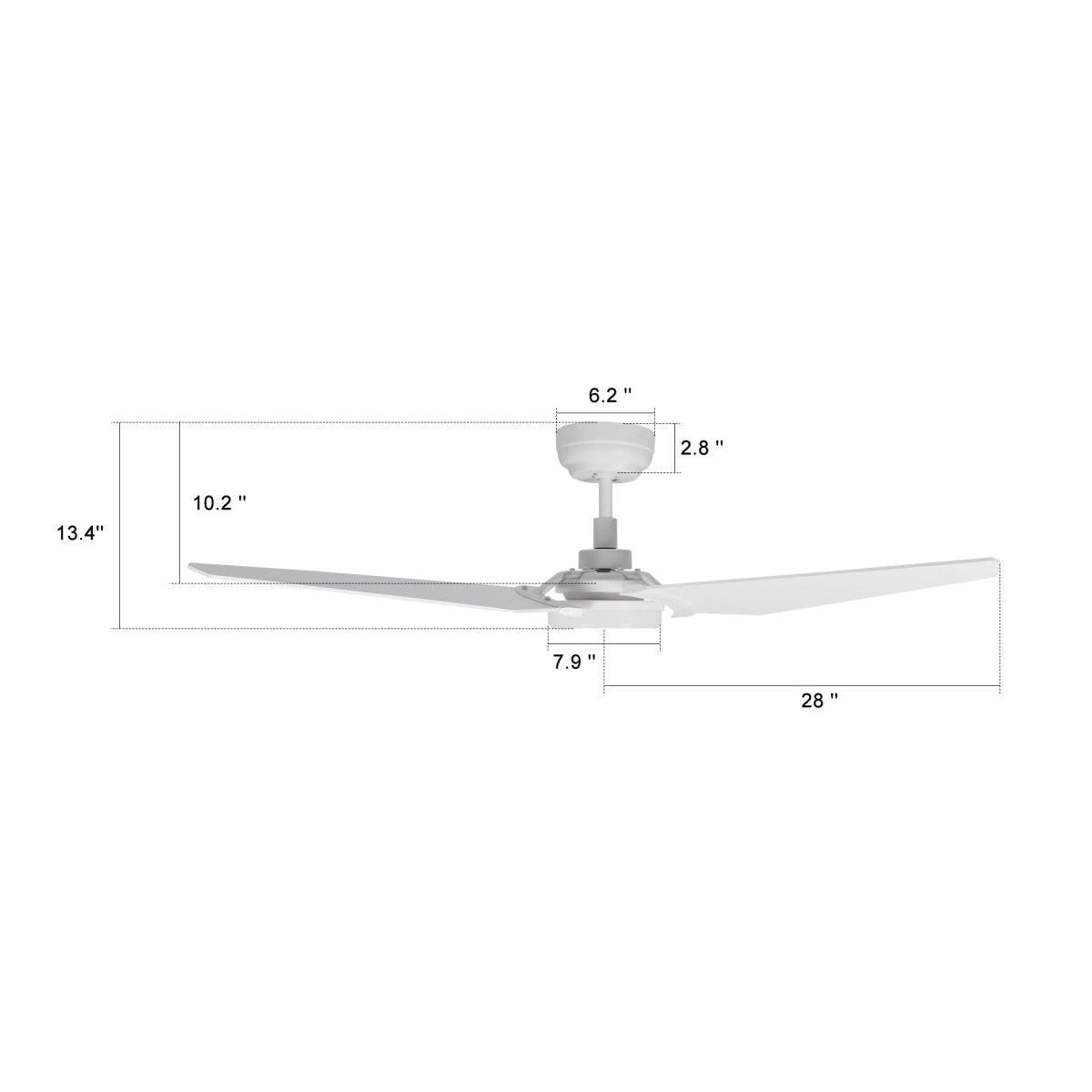 KAJ 56 inch 3 - Blade Smart Ceiling Fan with LED Light & Remote - LEDMyPlace