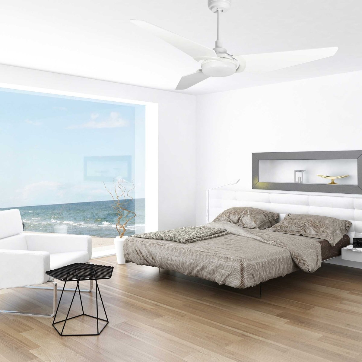 KAJ 56 inch 3 - Blade Smart Ceiling Fan with LED Light & Remote - LEDMyPlace