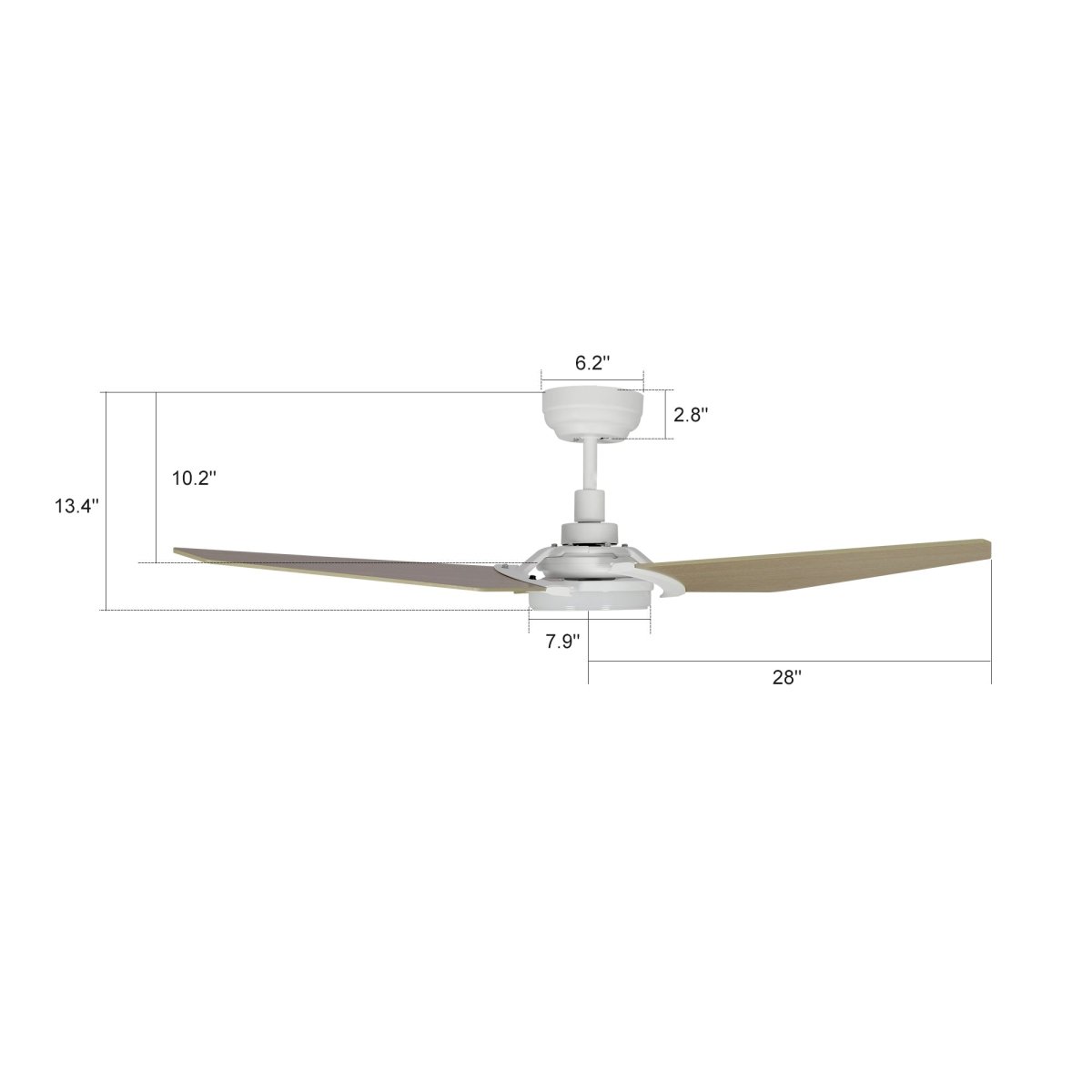 KAJ 56 inch 3 - Blade Smart Ceiling Fan with LED Light & Remote - LEDMyPlace