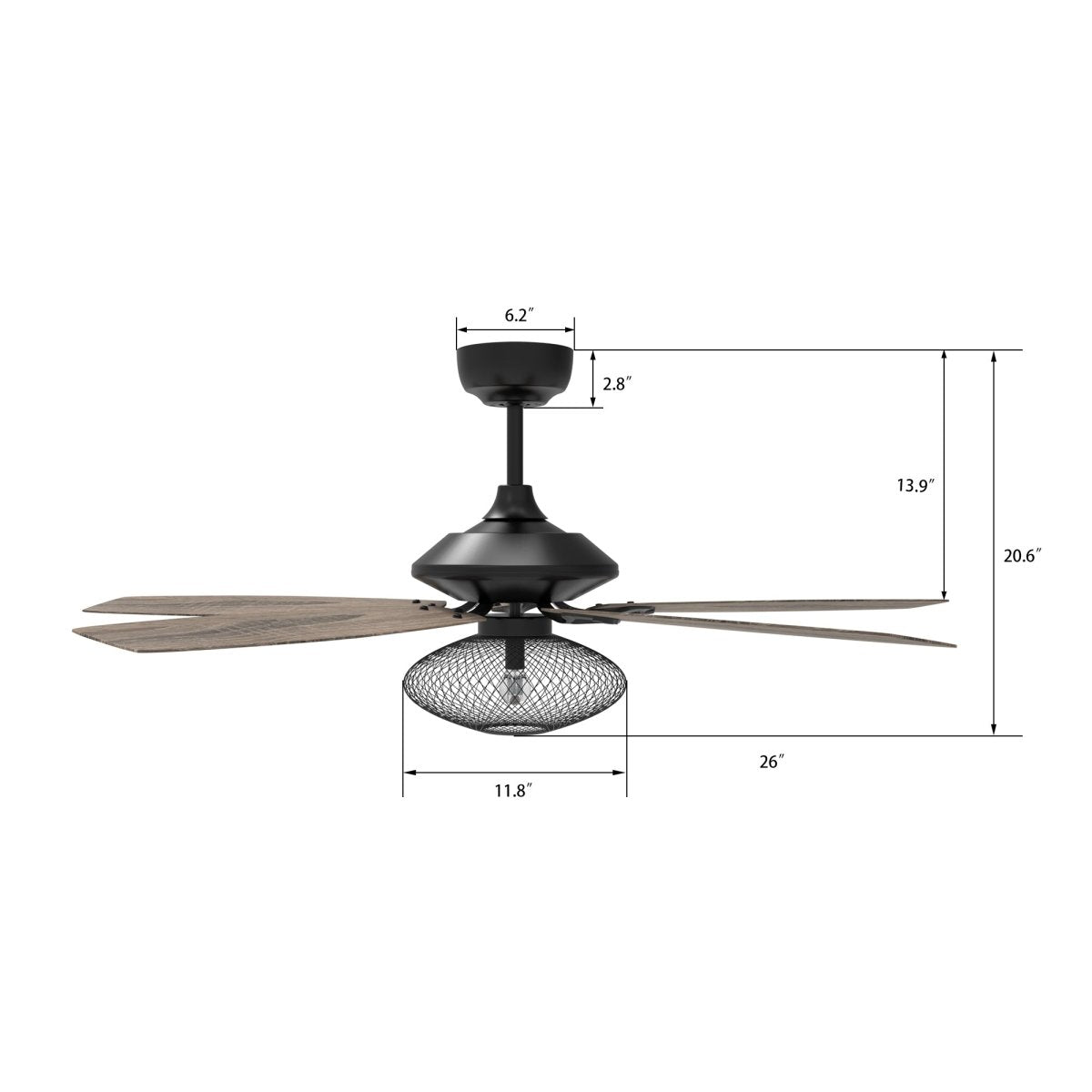 Karson 52 Inch 5 - Blade Best Ceiling Fan With Light & Remote - Black/Wood (Reversible Blades) - LEDMyPlace