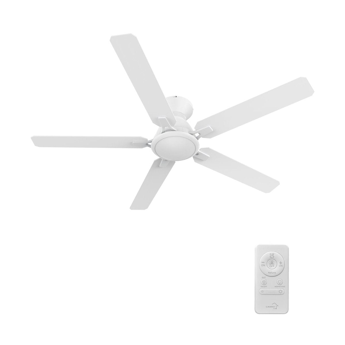 Kipton 52 inch 5 - Blade Ceiling Fan with LED Light Kit & Remote Control - White - LEDMyPlace