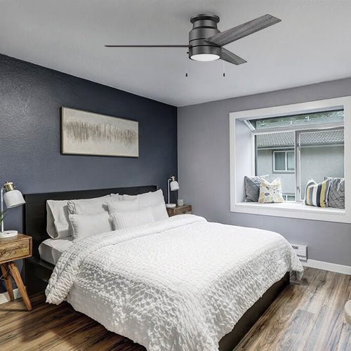 LAMONT 52 inch 3 - Blade Flash Mount Ceiling Fan with Pull Chain &LED Light - LEDMyPlace