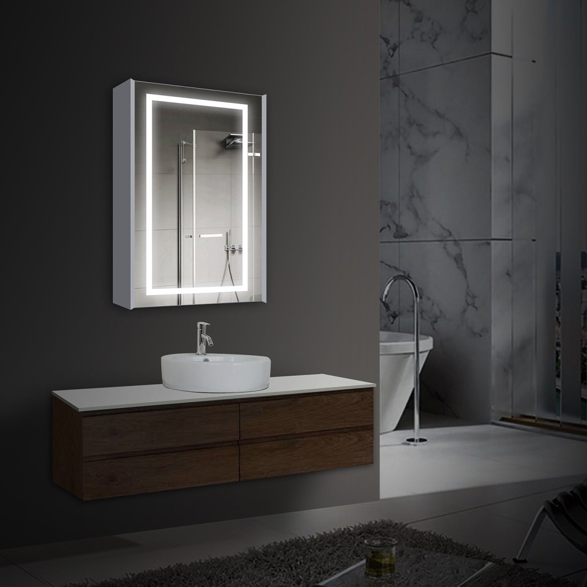 24x36 Inch LED Medicine Cabinet with Double Sided Mirror Benign Style