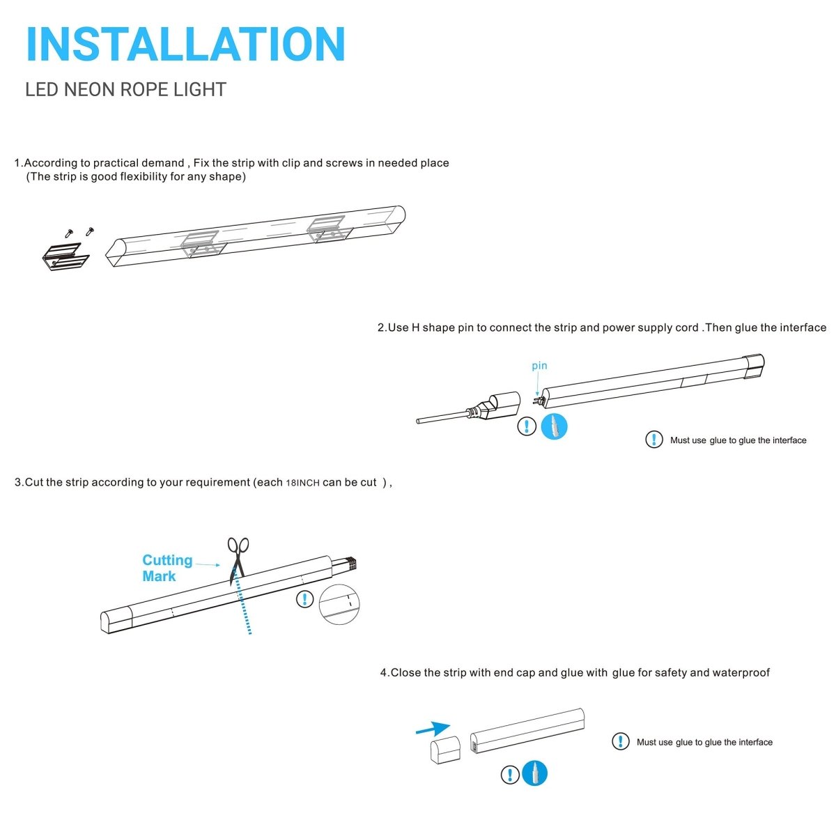 LED Neon Rope Light, AC120V, ETL, UL Listed (white), Indoor Outdoor IP65 Waterproof Ambient Decorative Light - LEDMyPlace
