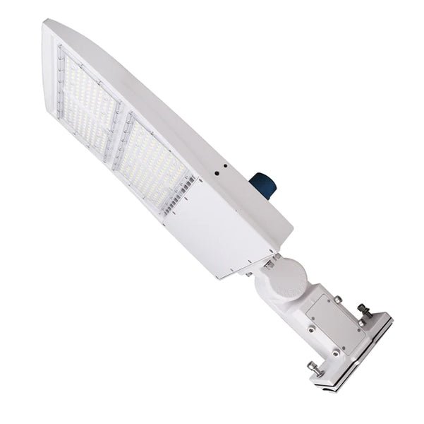 LED Pole Light with Dusk to Dawn Photocell, 300W/240W/200W Wattage Adjustable, 5700K, 133 LM/W, Universal Mount (Adjustable Slip Fitter + Wall Mount), White, IP65 Waterproof, AC120 - 277V, LED Parking Lot Lights - Outdoor Commercial Area Street Lighting - LEDMyPlace