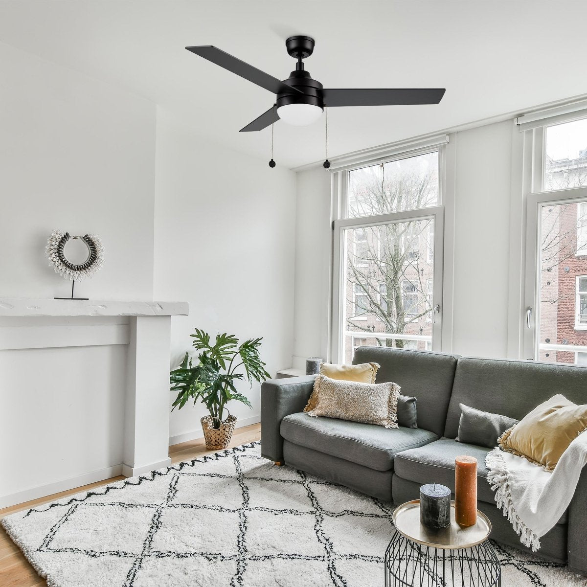 MALTA 52 inch 3 - Blade Ceiling Fan with LED Light & Pull Chain - LEDMyPlace