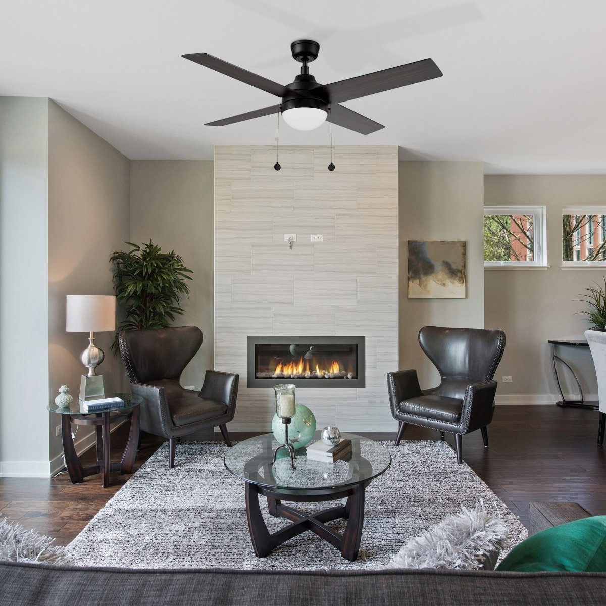 MALTA 52 inch 4 - Blade Ceiling Fan with LED Light & Pull Chain - LEDMyPlace