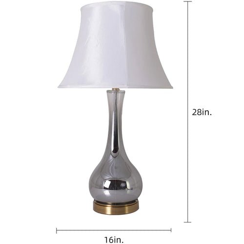 Melati Chrome Gray Ombre Glass Best Table Lamp 28" - Chrome Gray/White Collapsible Shade (Set of 2) - LEDMyPlace