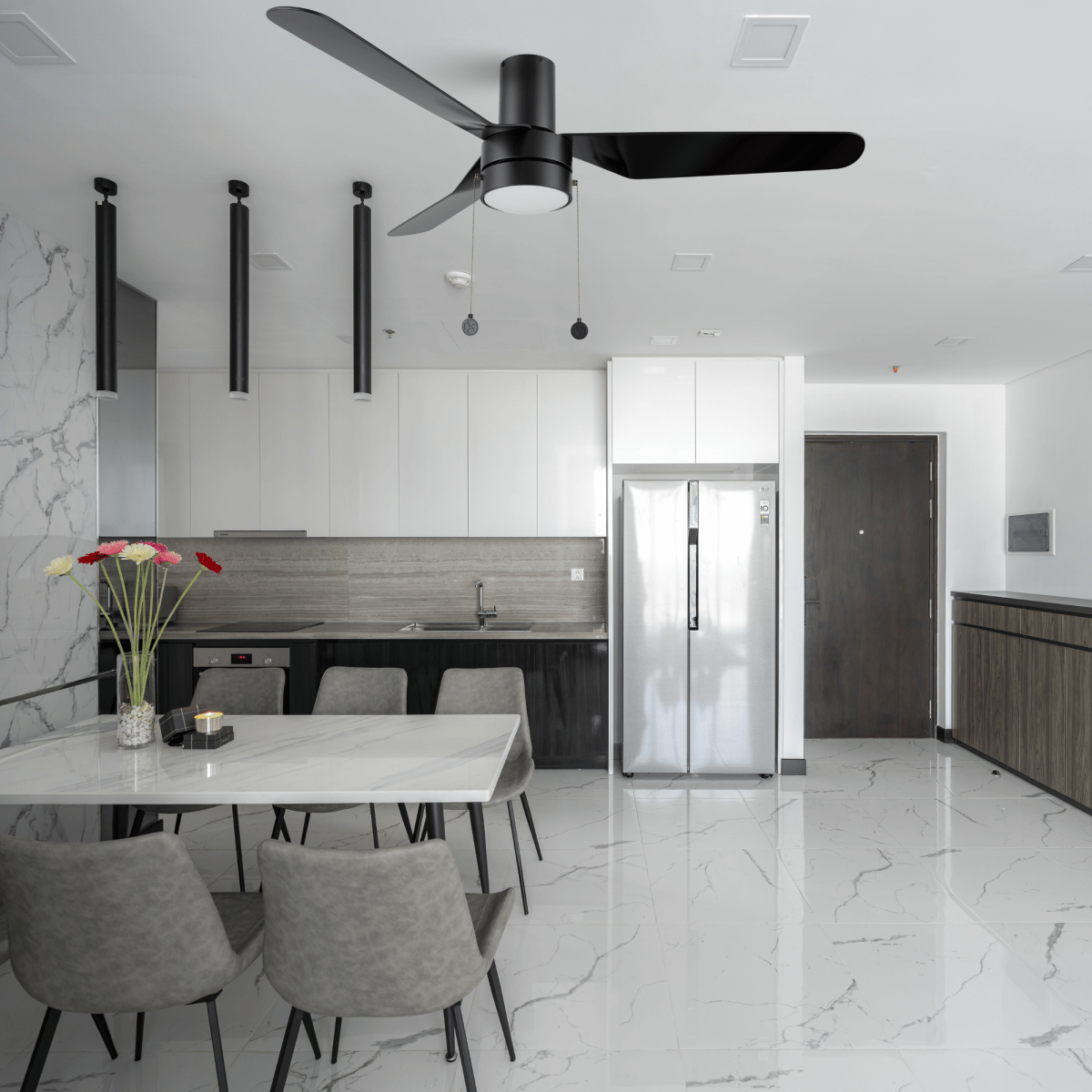 MORGAN 52 inch 3 - Blade Flash Mount Ceiling Fan with Pull Chain - LEDMyPlace