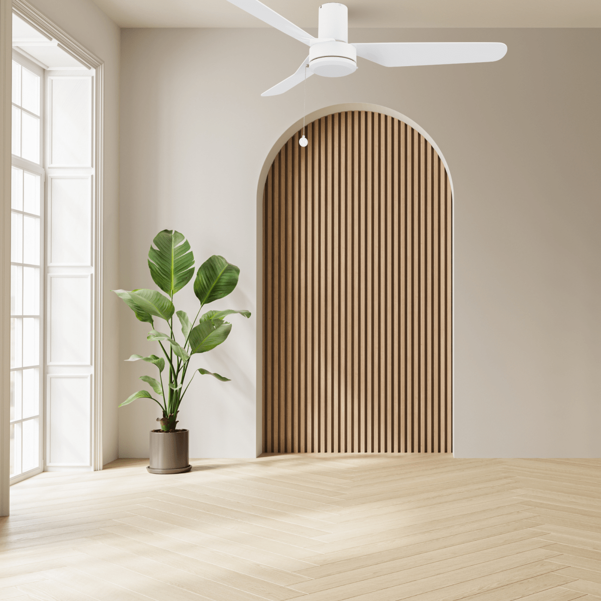 MORGAN 52 inch 3 - Blade Flash Mount Ceiling Fan with Pull Chain - LEDMyPlace