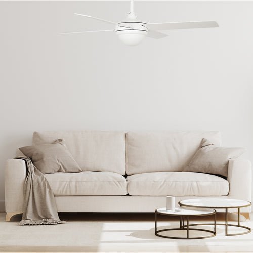 NEVA 52 inch 4 - Blade Best Smart Ceiling Fan with LED Light Kit & Best Smart Wall Switch - White/White - LEDMyPlace