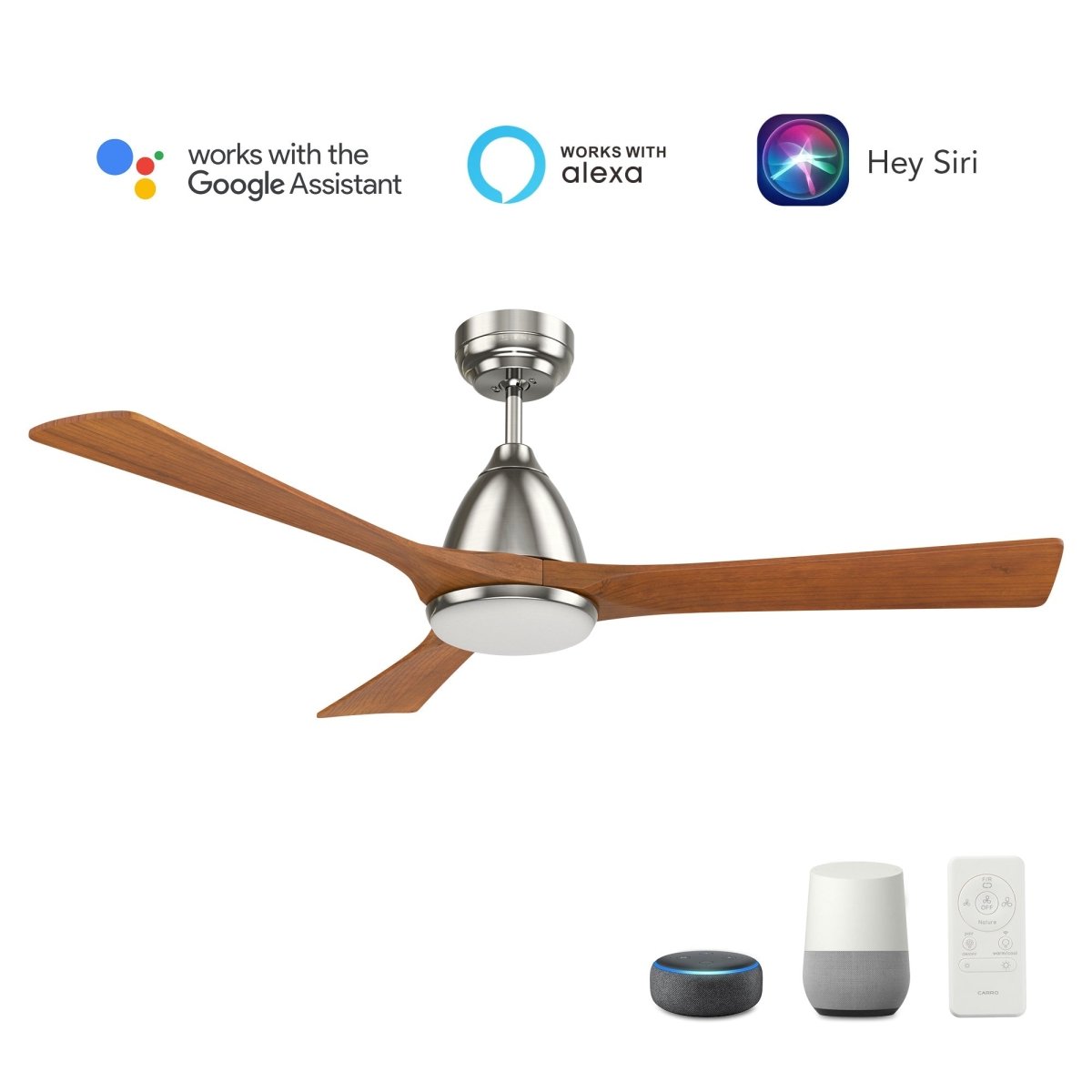 NICOLET 52 inch 3 - Blade Smart Ceiling Fan with LED Light & Remote - LEDMyPlace