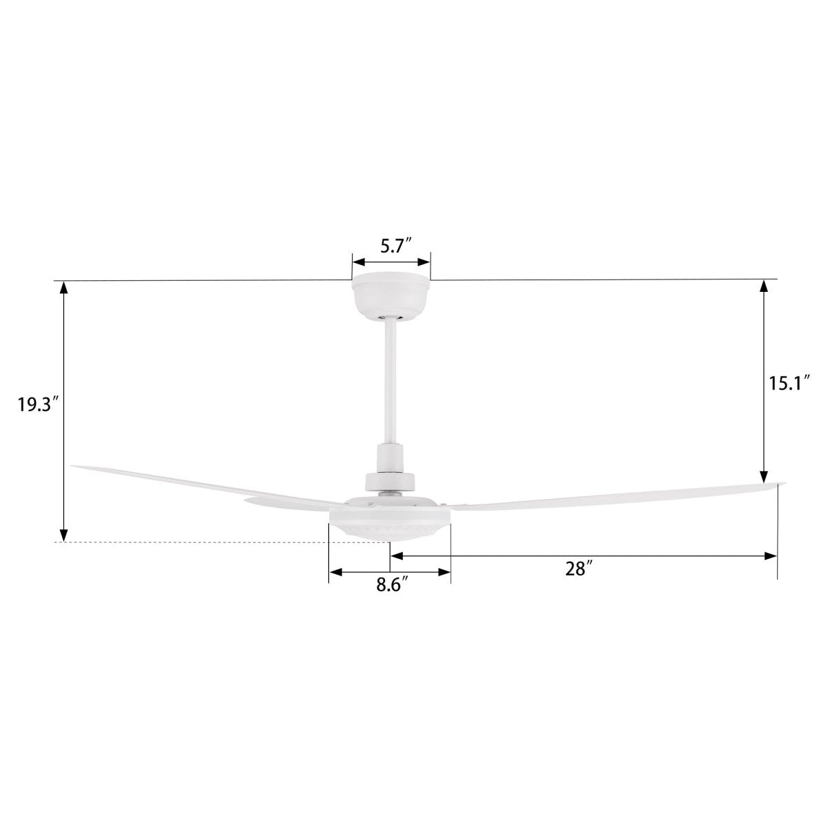 OBERON 56 inch 3 - Blade No LED Light Ceiling Fan with Wall Control - LEDMyPlace