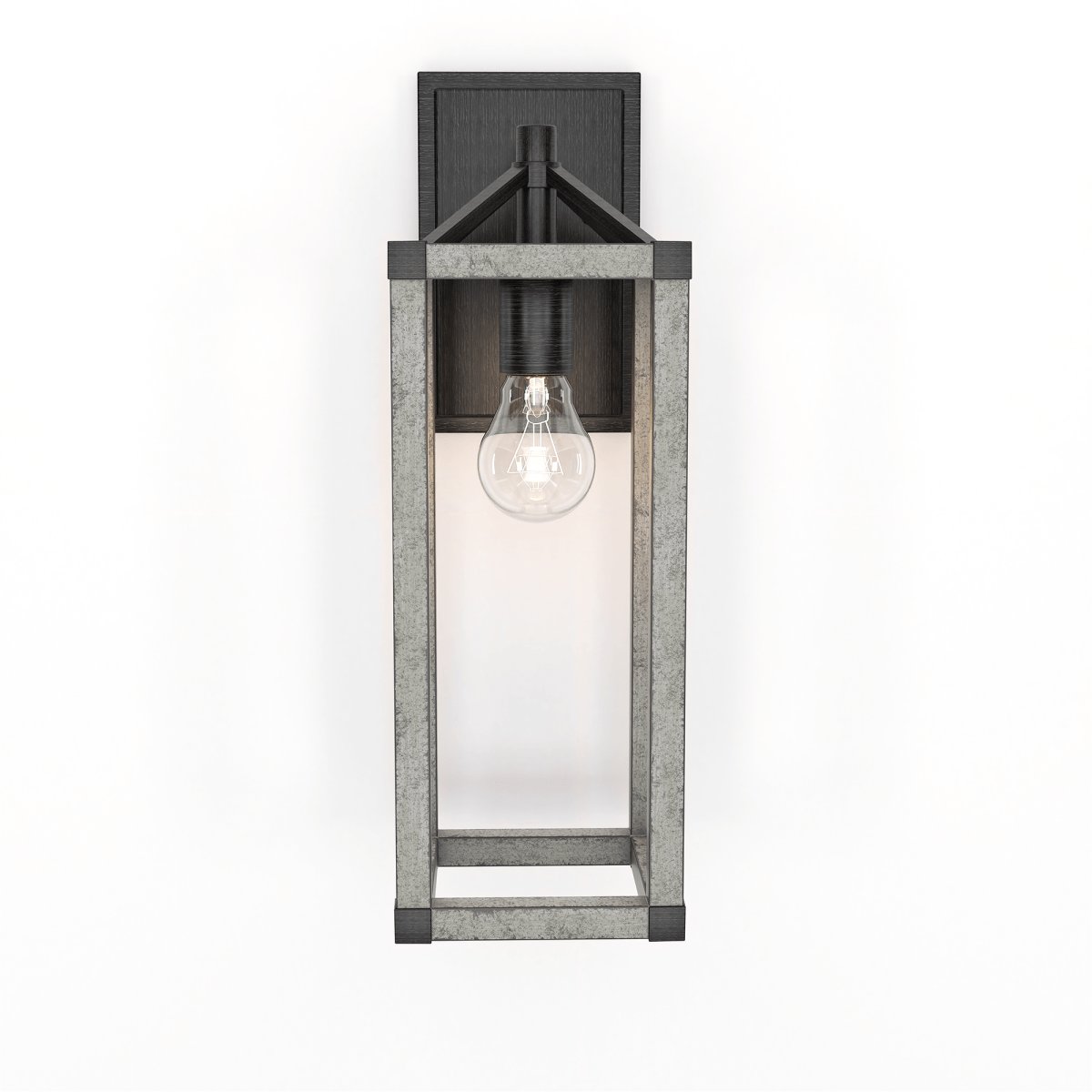 Outdoor 16.5" Wall Sconce, Black and White Washed Grey with Clear Glass Finish, E26 Socket, 1X60W, Wet Location Rated - LEDMyPlace