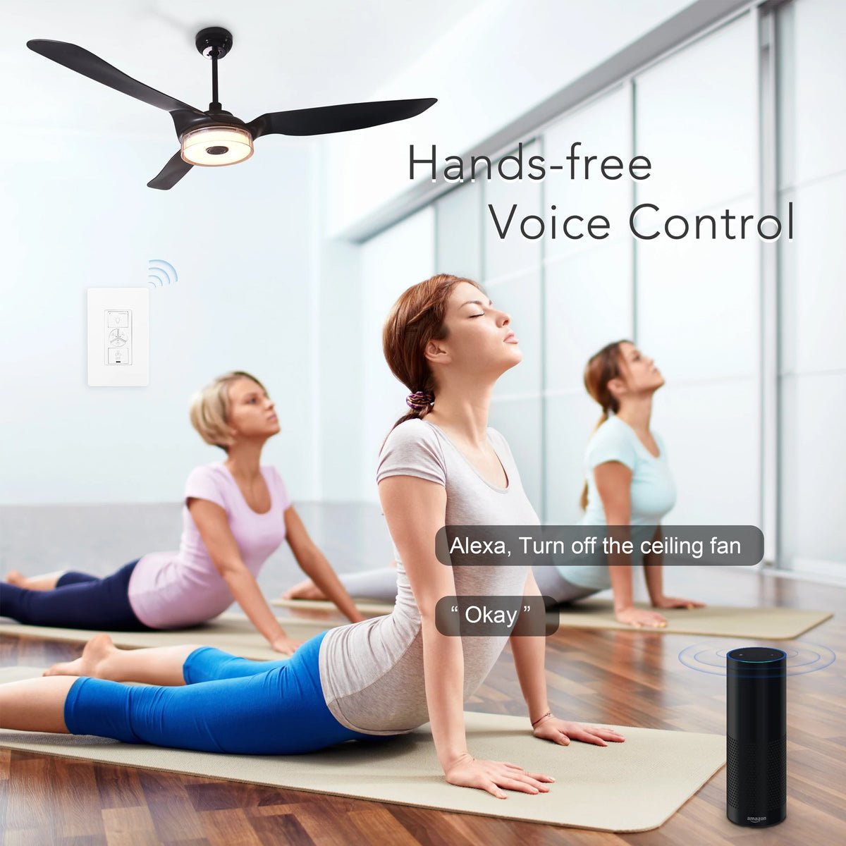 Pilot Best Smart Wall Switch For Ceiling Fans(1 - Gang), Google Assistant, and Siri Shortcuts, Works with Amazon Alexa - LEDMyPlace