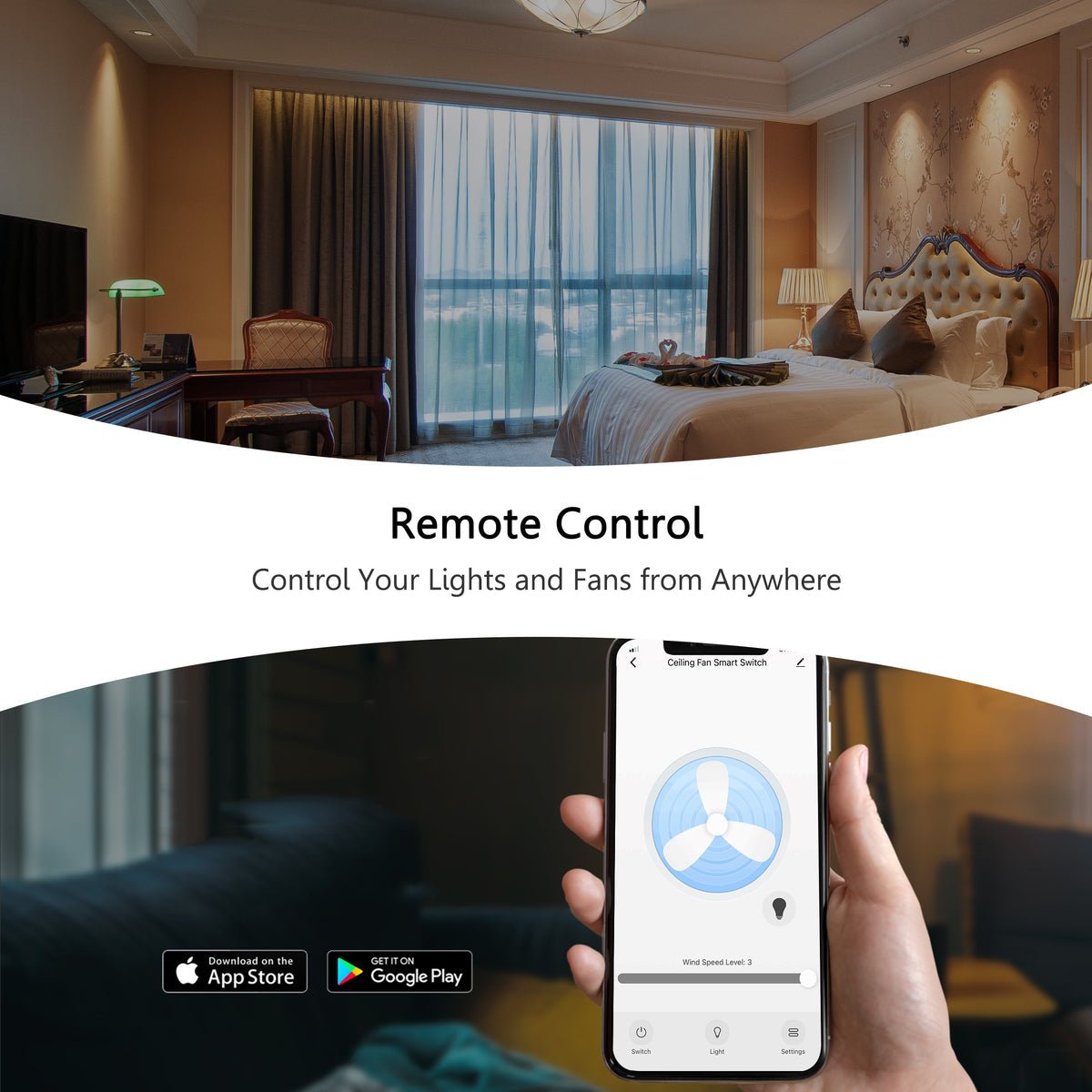 Pilot Best Smart Wall Switch For Ceiling Fans(1 - Gang), Google Assistant, and Siri Shortcuts, Works with Amazon Alexa - LEDMyPlace