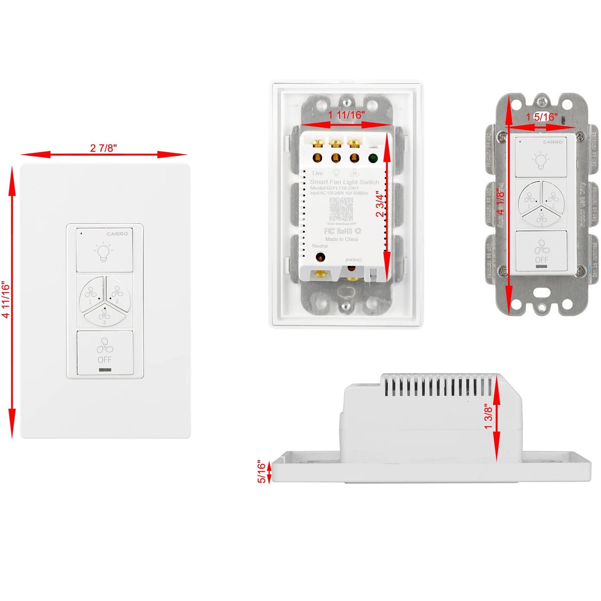 Pilot Best Smart Wall Switch For Ceiling Fans(1 - Gang), Google Assistant, and Siri Shortcuts, Works with Amazon Alexa - LEDMyPlace