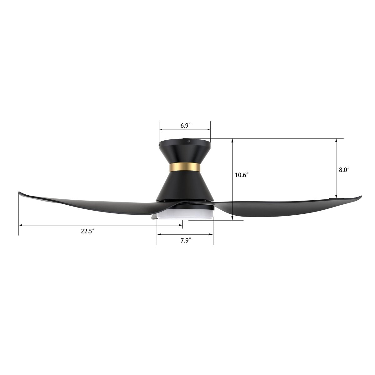 RYATT 45 inch 3 - Blade Flush Mount Smart Ceiling Fan with LED Light & Remote - LEDMyPlace
