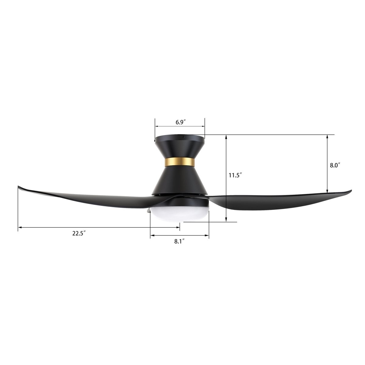 RYATT 45 inch 3 - Blade Flush Mount Smart Ceiling Fan with Remote & LED Light - LEDMyPlace