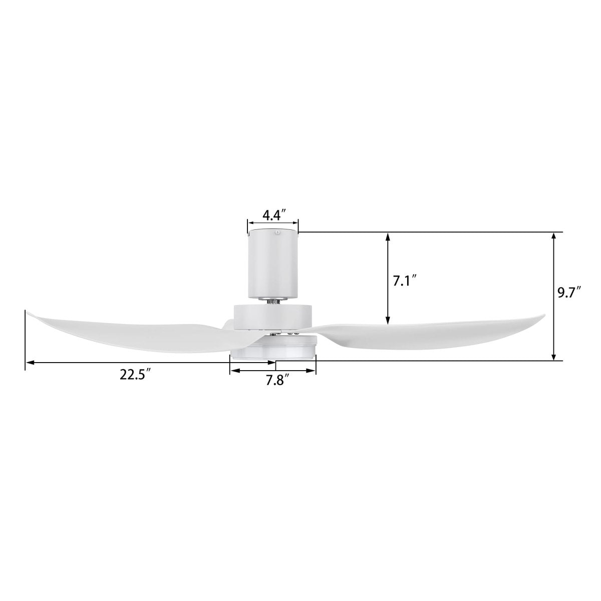 RYNA 45 inch 3 - Blade Flush Mount Smart Ceiling Fan with LED Light & Remote - LEDMyPlace