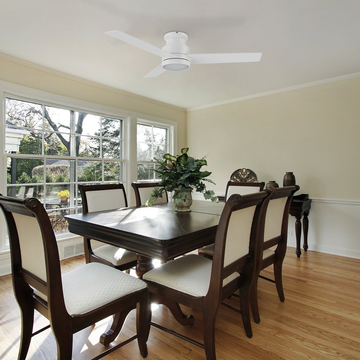 SANTANA 52 inch 3 - Blade Flush Mount Ceiling Fan with LED light & Remote - LEDMyPlace