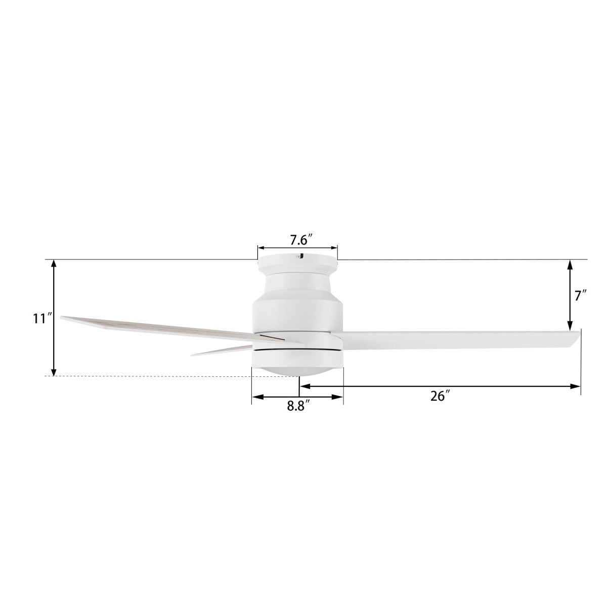 SANTANA 52 inch 3 - Blade Flush Mount Ceiling Fan with LED light & Remote - LEDMyPlace