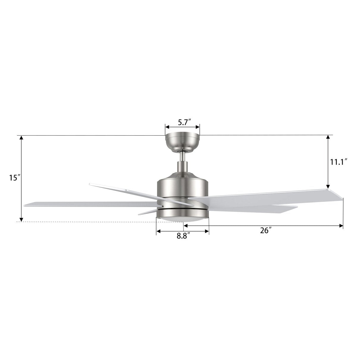 SANTANA 52 inch 5 - Blade Ceiling Fan with LED Light & Wall Control - LEDMyPlace