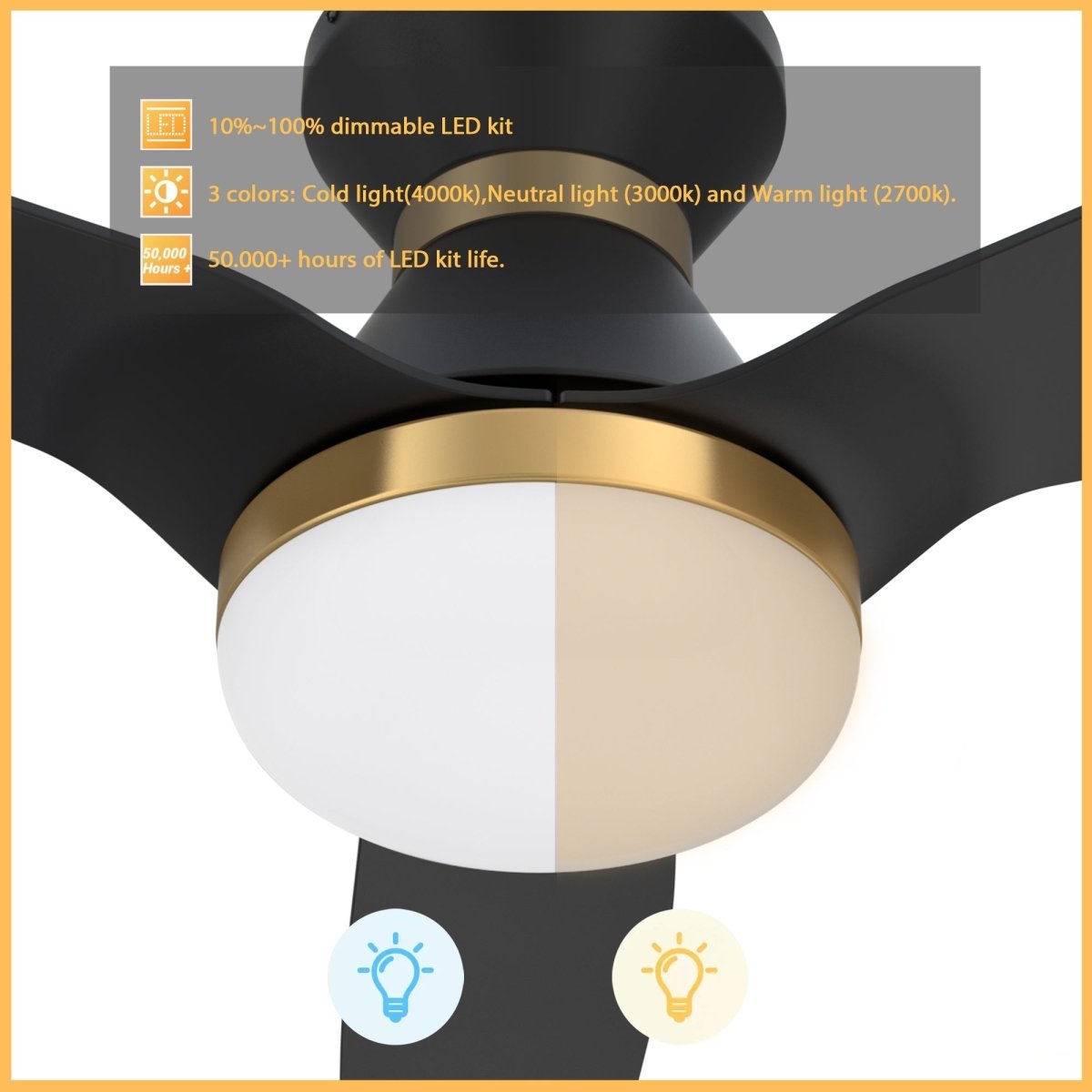 SPEZIA 52 inch 3 - Blade Flush Mount Best Smart Ceiling Fan with LED Light & Remote - LEDMyPlace