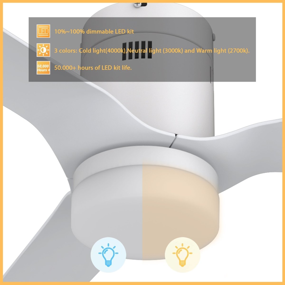 SPEZIA 52 inch 3 - Blade Flush Mount Smart Ceiling Fan with LED Light & Remote - LEDMyPlace