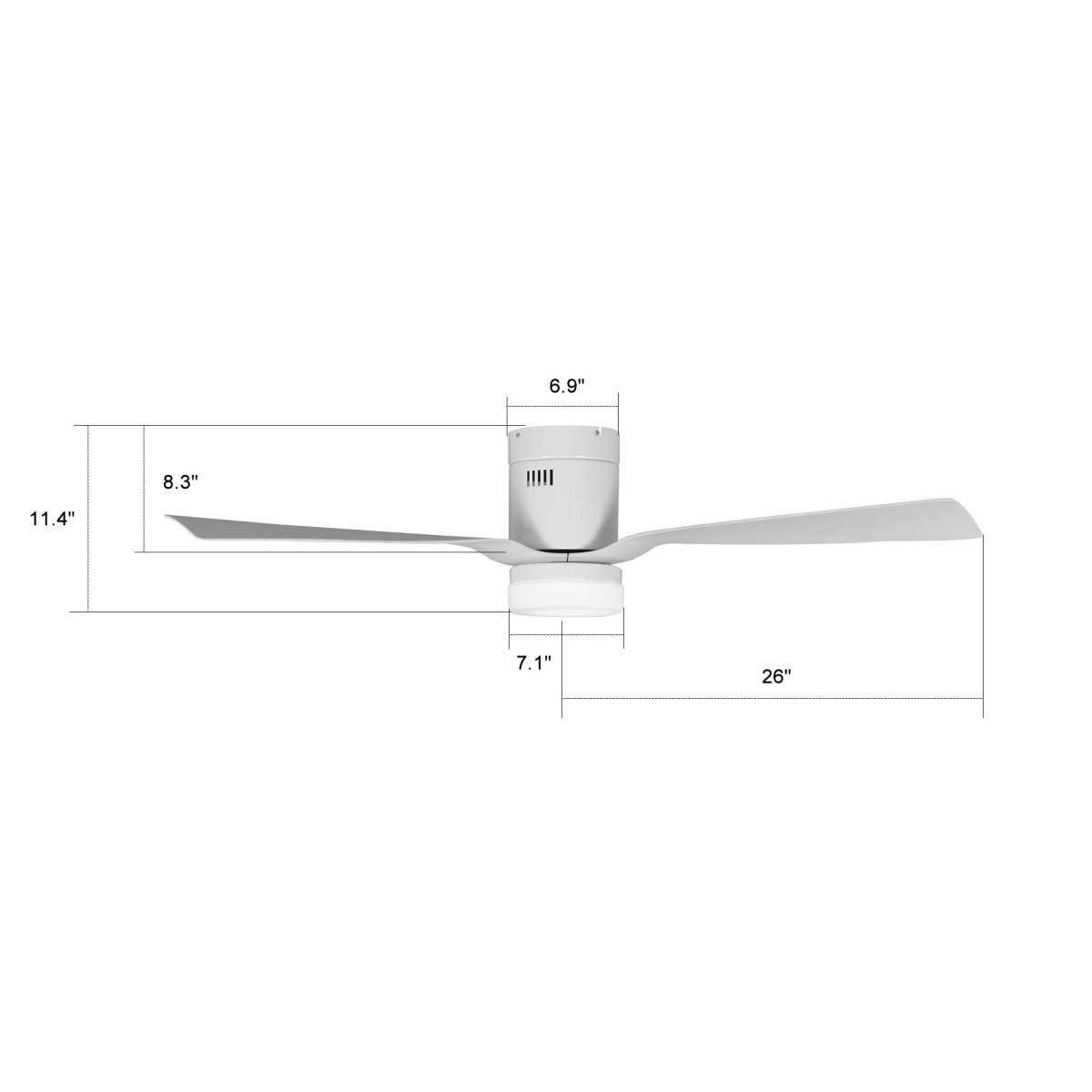 SPEZIA 52 inch 3 - Blade Flush Mount Smart Ceiling Fan with LED Light & Remote - LEDMyPlace