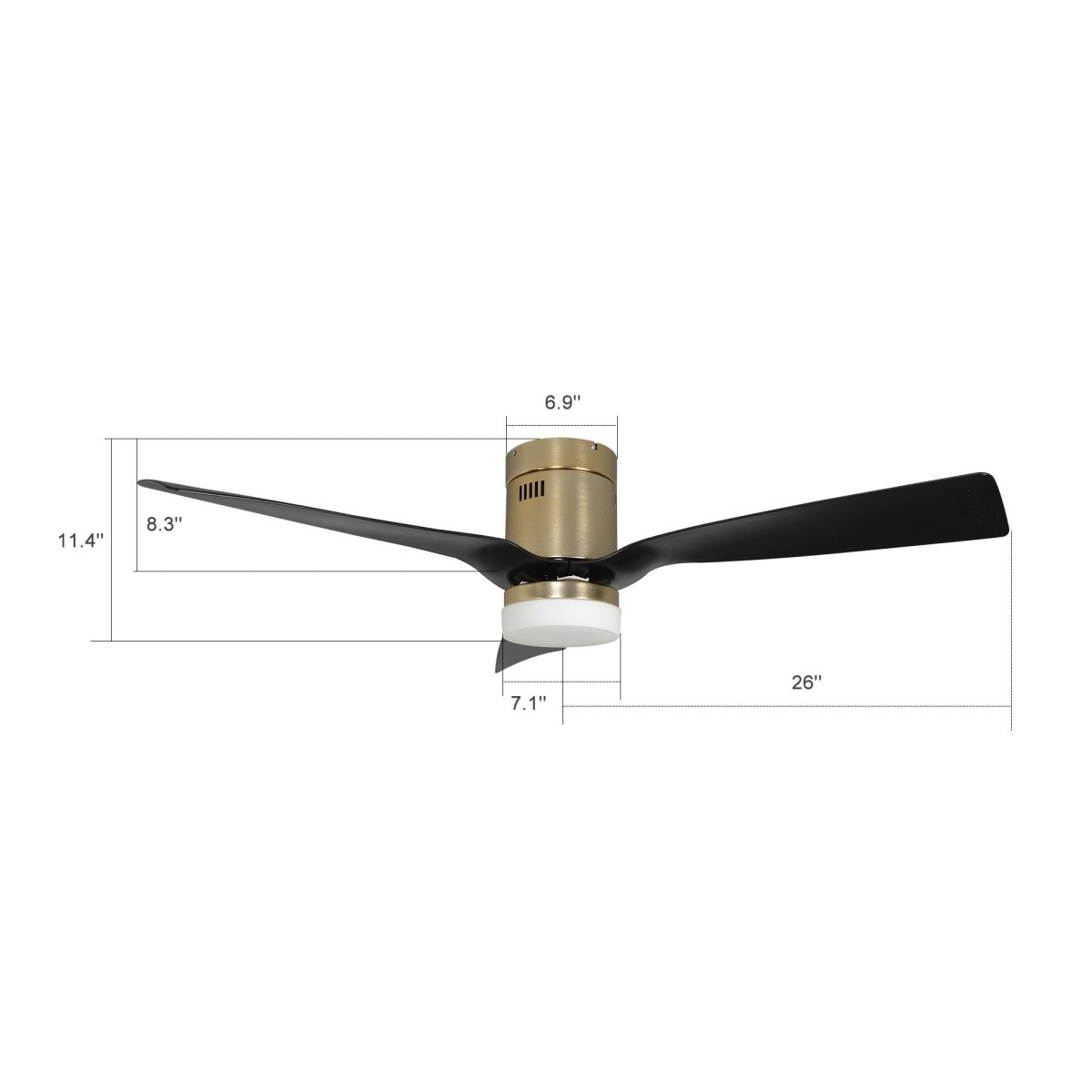 SPEZIA 52 inch 3 - Blade Flush Mount Smart Ceiling Fan with LED Light & Remote - LEDMyPlace
