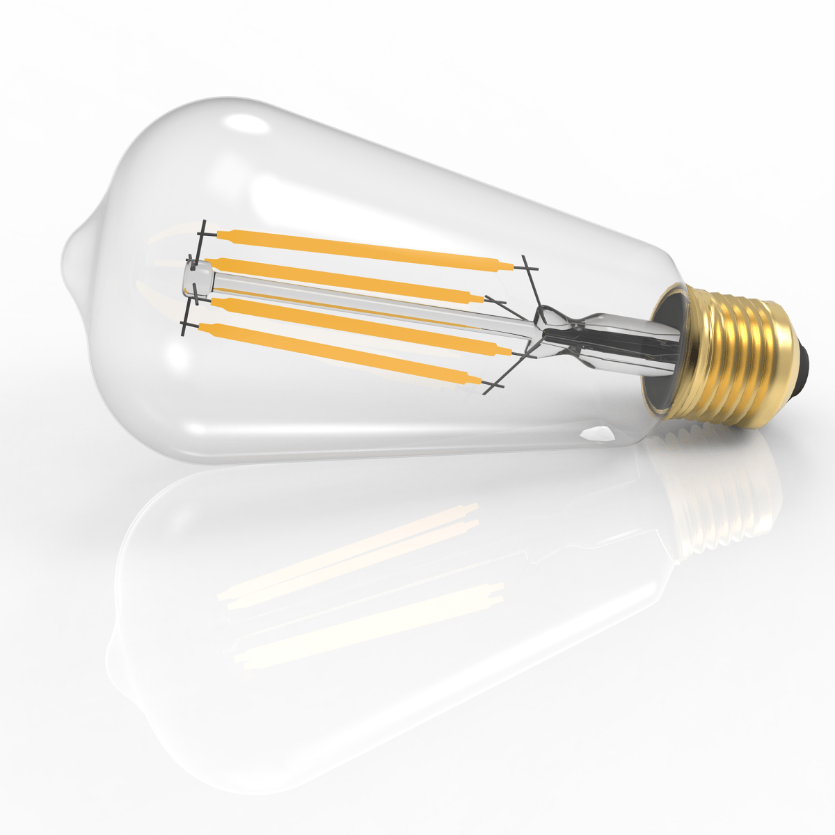ST18 Dimmable Straight Filament Vintage Edison LED Light Bulb, 6W, 2700K, 600LM, 120V/60Hz, 4-filament, E26, Clear, Warm Amber Light - D2.28 ST18 Dimmable Straight Filament Vintage Edison LED Light Bulb, 6W, 2700K, 600LM, 120V/60Hz, 4-filament, E26, Clear, Warm Amber Light - D2.28