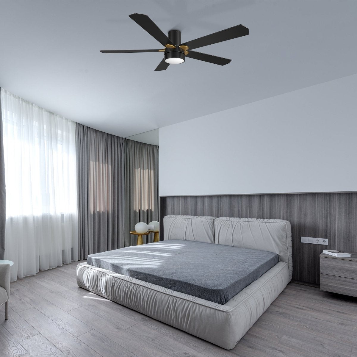TARRASA 52 inch 5 - Blade Flush Mount Smart Ceiling Fan with LED Light & Remote - LEDMyPlace