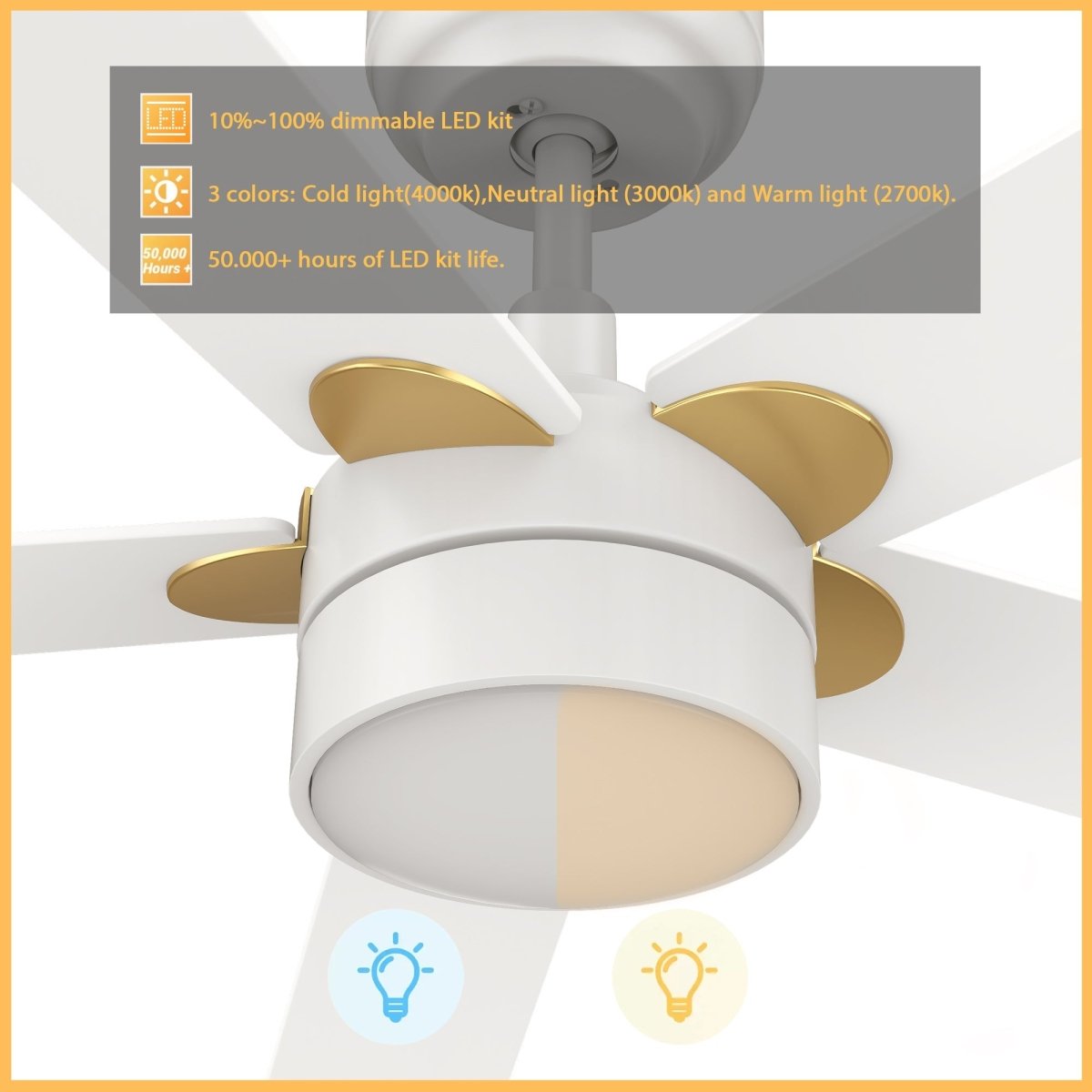 TARRASA 52 inch 5 - Blade Smart Ceiling Fan with LED Light & Remote - LEDMyPlace