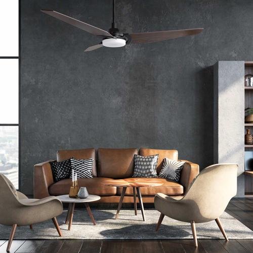 Trailblazer 52 In. Wi - Fi Best Smart Ceiling Fan w/ Remote Control & LED Light, Alexa/Siri/Google Home Compatible, Black/dark Wooden Pattern (3 - Blade) - LEDMyPlace