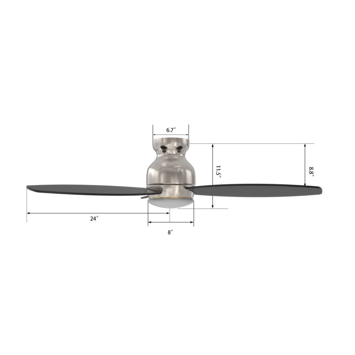 TRENTO 48 inch 3 - Blade Flush Mount Smart Ceiling Fan with LED Light & Remote - LEDMyPlace
