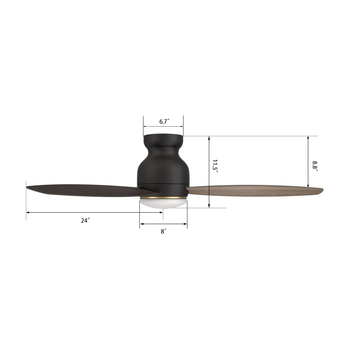 TRENTO 48 inch 3 - Blade Flush Mount Smart Ceiling Fan with LED Light & Remote - LEDMyPlace