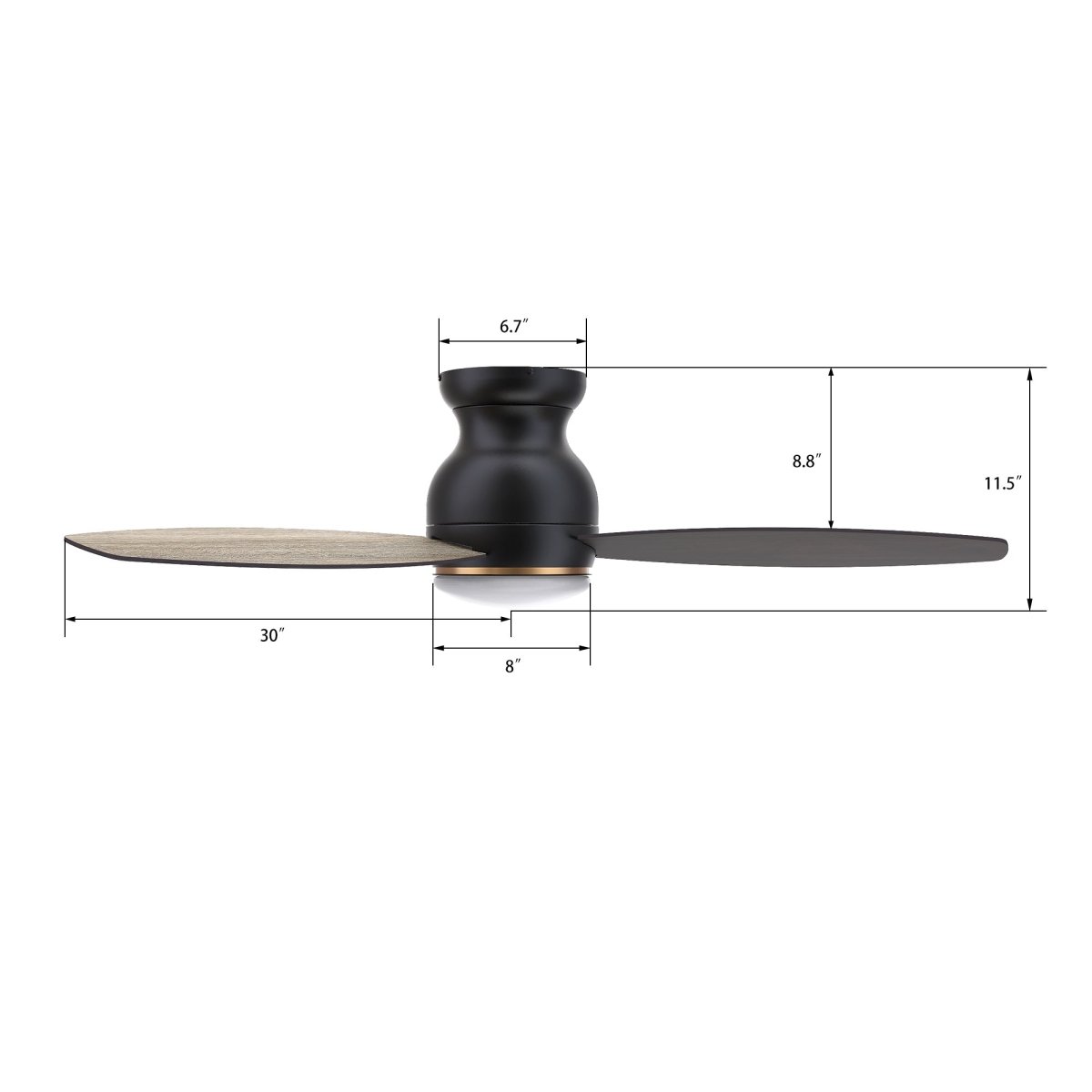 TRENTO 60 inch 3 - Blade Flush Mount Smart Ceiling Fan with LED Light & Remote - LEDMyPlace