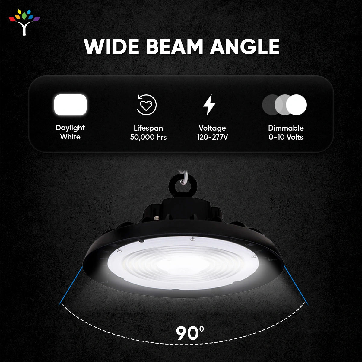 UFO LED High Bay Light 150 120 100 Watt Adjustable 5700K 150LM W 155LM W 120 277VAC IP65 UL DLC Listed 1 10V Dim For Warehouse Factory