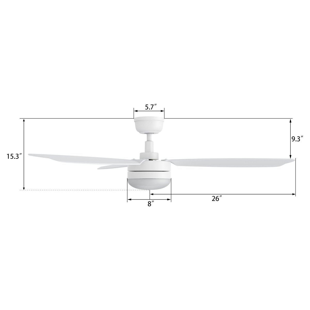 VARA 52 inch 3 - Blade Ceiling Fan with LED Light & Remote - LEDMyPlace
