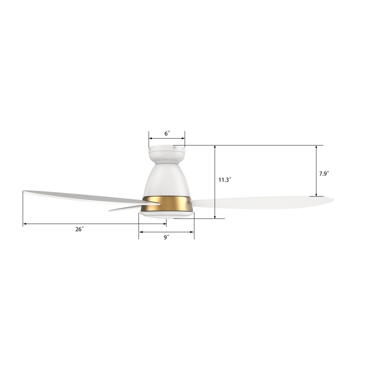 YORK 52 inch 3 - Blade Flush Mount Smart Ceiling Fan with LED Light & Remote - LEDMyPlace