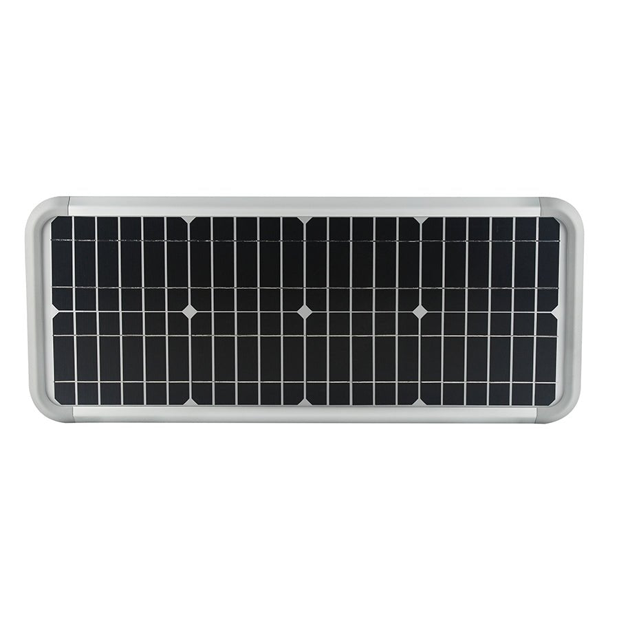 20W Outdoor LED Solar Street Light, 5700K, 2500LM, 18VDC, IP66, Adjustable Mount, Silver - LEDMyPlace