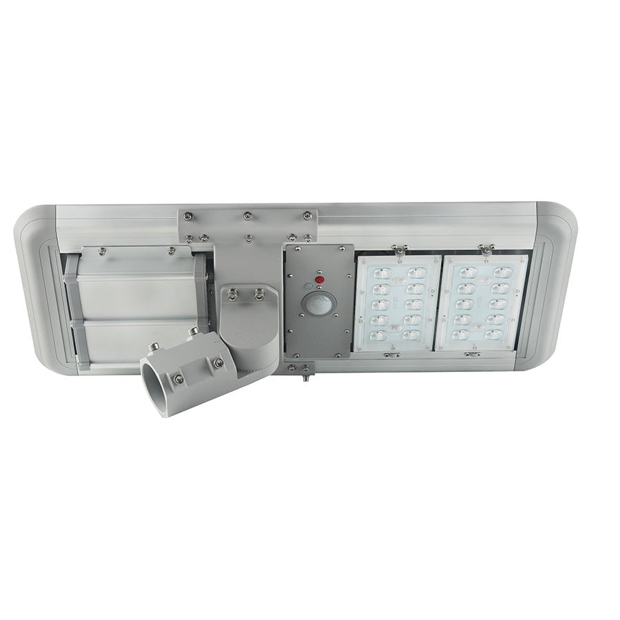 20W Outdoor LED Solar Street Light, 5700K, 2500LM, 18VDC, IP66, Adjustable Mount, Silver - LEDMyPlace