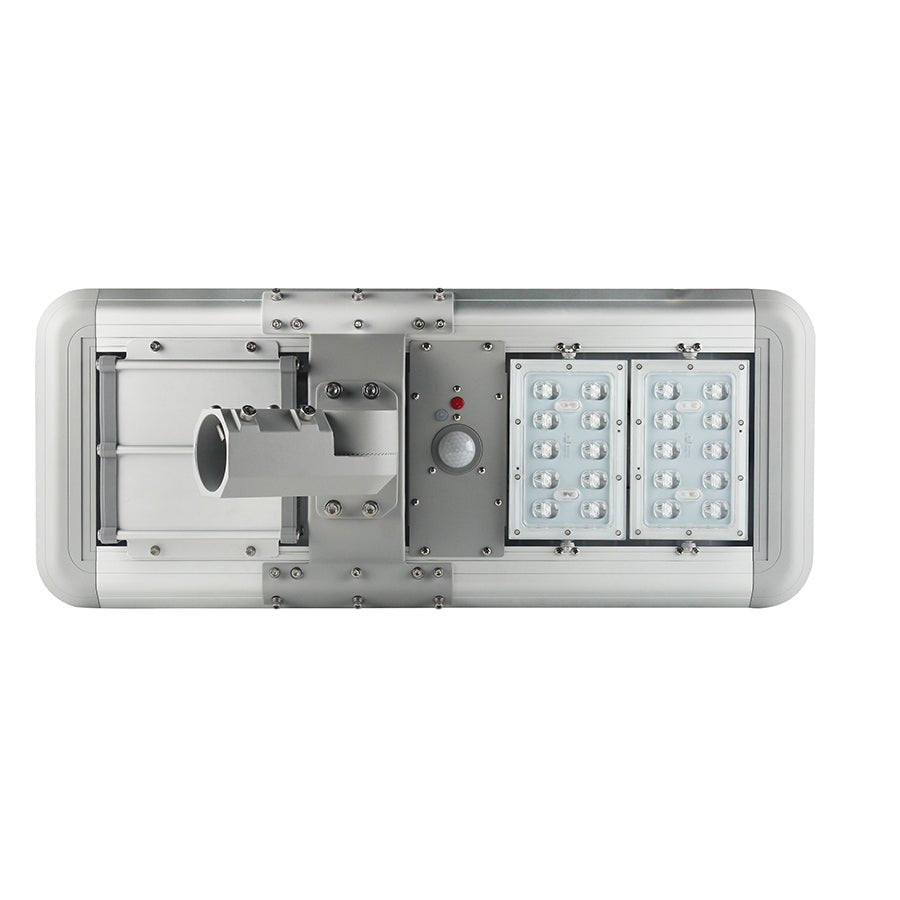 20W Outdoor LED Solar Street Light, 5700K, 2500LM, 18VDC, IP66, Adjustable Mount, Silver - LEDMyPlace