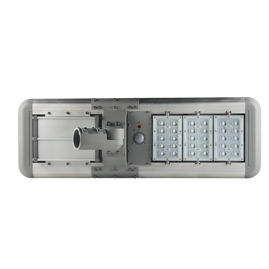 30W Outdoor LED Solar Street Light, 5700K, 3800LM, IP66, 18VDC, Adjustable Mount, Silver, Solar Powered Security Light, For Parking Lot, Yard, Garden, Street, Deck - LEDMyPlace