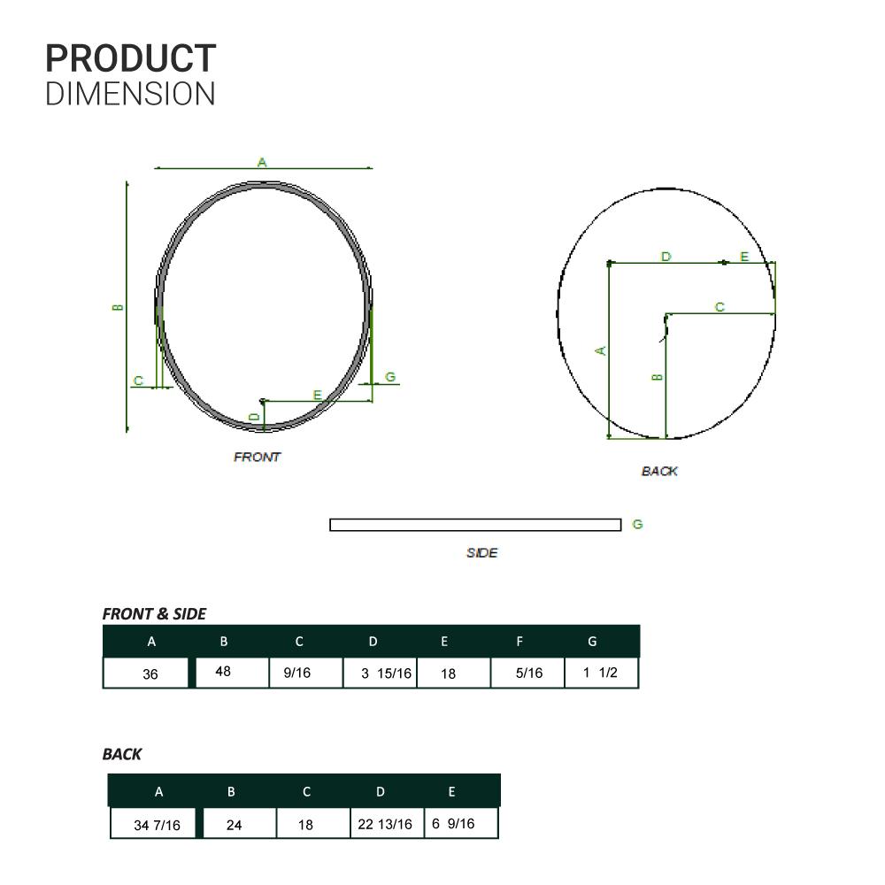 Oval LED Lighted Bathroom Vanity Mirror, Touch Switch, Anti - Fog Wall Mounted Makeup Mirror & CCT Remembrance, CRI 90+, LED Oval Mirror for Bathroom, Lunar Style - LEDMyPlace