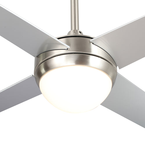 NEVA 52 inch 4-Blade Best Smart Ceiling Fan with LED Light Kit & Best Smart Wall Switch - Silver/Chrome